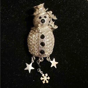 Kirk’s Folly Snowman Pin Silver & Crystal Cherub